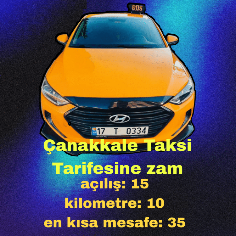 Canakkale Taksi Tarife listesi